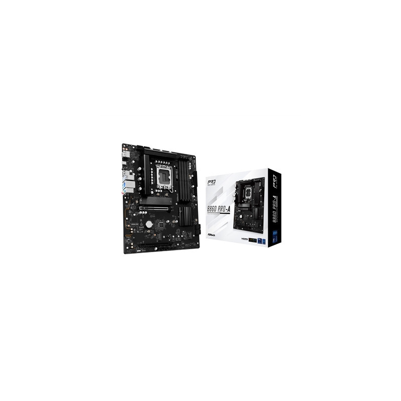 ASRock B860 Pro-A Intel 1851 Socket Motherboard  ATX  4x DDR5 Slots  3x M.2 Sockets  2x USB-C Port  2.5GbE LAN  1x DisplayPort /