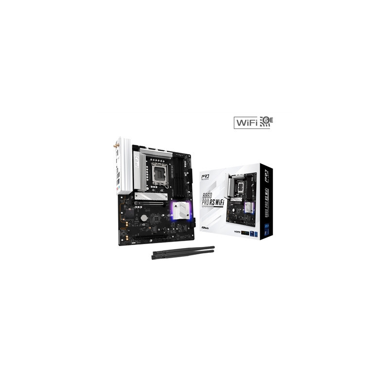 ASRock B860 Pro RS WiFi Intel 1851 Socket Motherboard  ATX  4x DDR5 Slots  3x M.2 Sockets  2x USB-C Port  Fitted I/O Shield  2.5