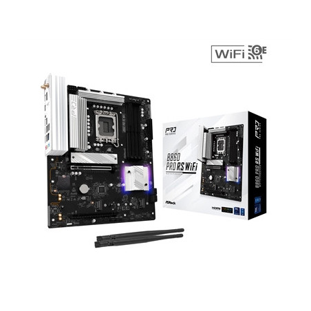 ASRock B860 Pro RS WiFi Intel 1851 Socket Motherboard  ATX  4x DDR5 Slots  3x M.2 Sockets  2x USB-C Port  Fitted I/O Shield  2.5