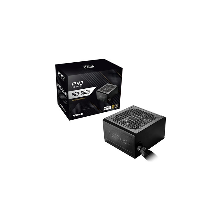 ASRock PRO-650G 650W ATX Power Supply Unit  80 Plus Gold Certified  120mm Silent Cooling Fan  High Efficiency PSU