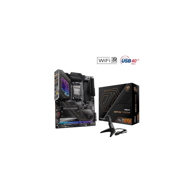 ASRock X870E TAICHI AMD AM5 Socket Motherboard  E-ATX  4x DDR5 Slots  4x M.2 Sockets  3x USB-C Port  Fitted I/O Shield  5GbE LAN