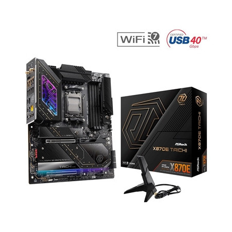 ASRock X870E TAICHI AMD AM5 Socket Motherboard  E-ATX  4x DDR5 Slots  4x M.2 Sockets  3x USB-C Port  Fitted I/O Shield  5GbE LAN