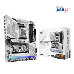 ASRock X870 PRO RS AMD AM5 Socket Motherboard  ATX  4x DDR5 Slots  3x M.2 Sockets  3x USB-C Port  Fitted I/O Shield  2.5GbE LAN 
