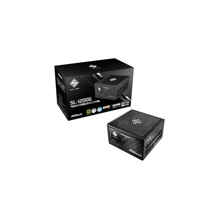 ASRock Steel Legend SL-1000G 1000W ATX Power Supply Unit  80 Plus Gold Certified  120mm Silent Cooling Fan  High Efficiency PSU