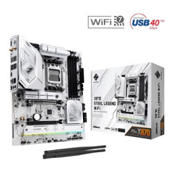 ASRock X870 STEEL LEGEND WIFI AMD AM5 Socket Motherboard  ATX  4x DDR5 Slots  3x M.2 Sockets  3x USB-C Port  Fitted I/O Shield  