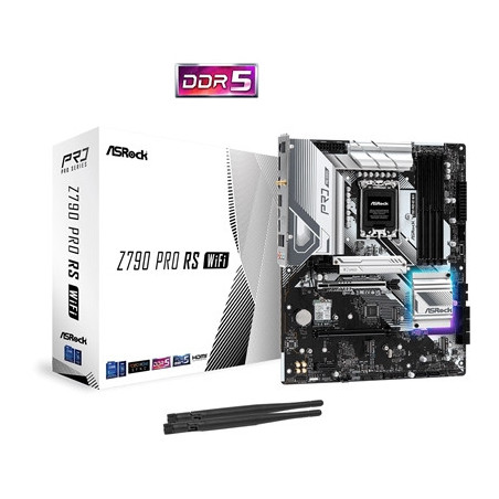 ASRock Z790 Pro RS WiFi Intel 1700 Socket Motherboard  ATX  4x DDR5 Slots  5x M.2 Sockets  2x USB-C Port  Fitted I/O Shield  2.5