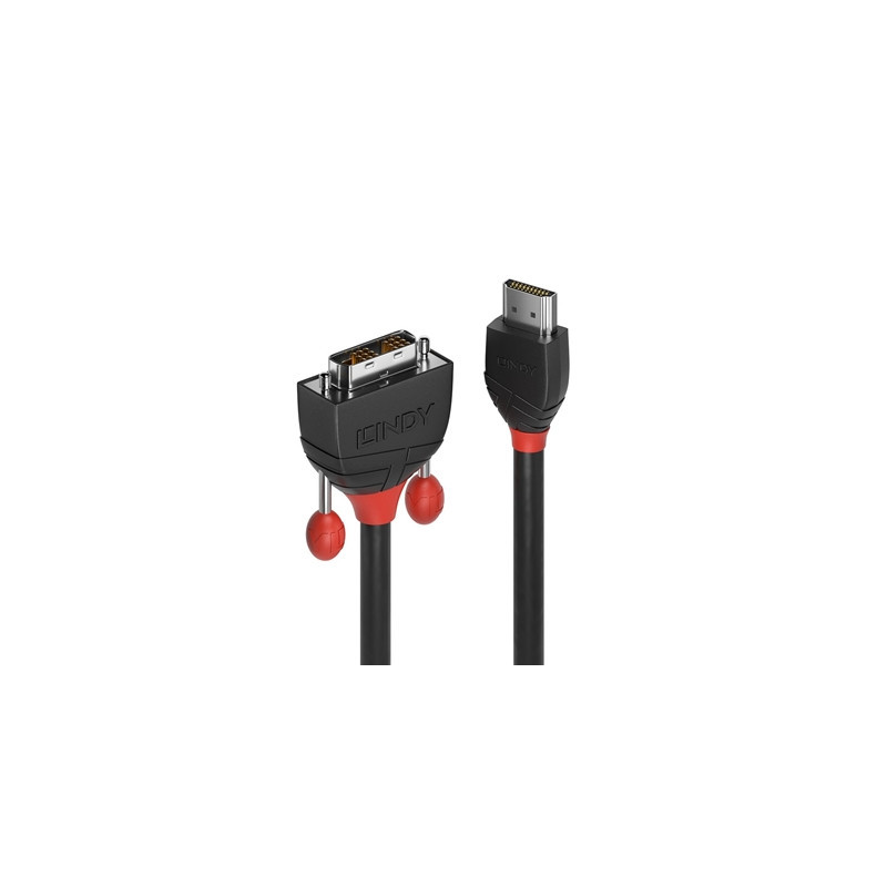 Lindy 36272 2m HDMI (M) To DVI-D (M) Black Line 1920x1200@60Hz Max Resolution  - Black