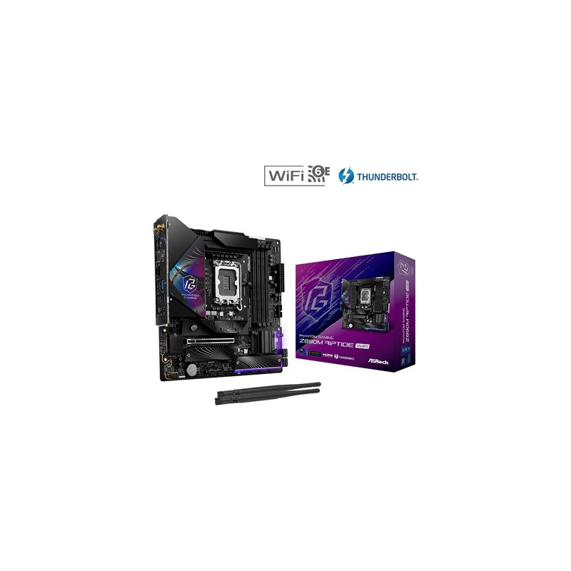ASRock Z890M RIPTIDE WIFI PHANTOM GAMING Intel 1851 Socket Motherboard  Micro-ATX  4x DDR5 Slots  3x M.2 Sockets  3x USB-C Port 