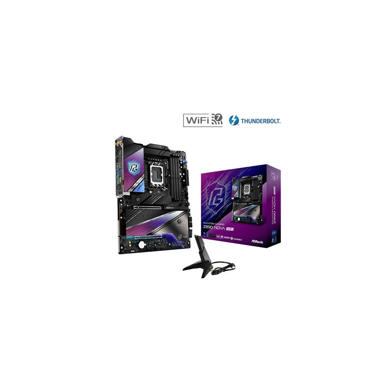 ASRock Z890 NOVA WIFI PHANTOM GAMING Intel 1851 Socket Motherboard  ATX  4x DDR5 Slots  6x M.2 Sockets  3x USB-C Port  Fitted I/