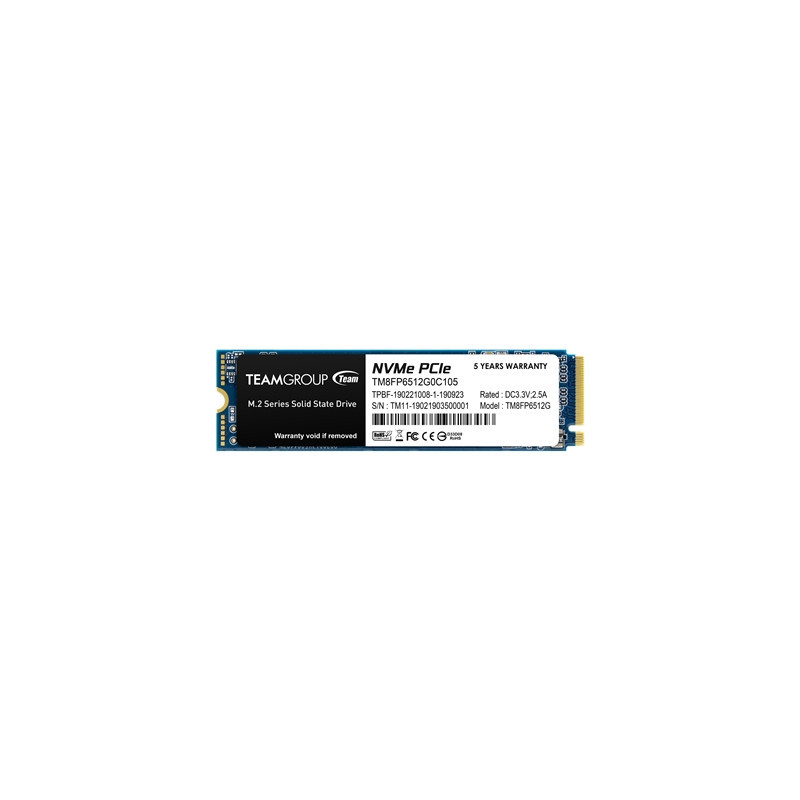Team MP33 (TM8FP6512G0C101) 512GB NVMe SSD  M.2 Interface  PCIe Gen3  2280  Read 1600MB/s  Write 1000MB/s  3 Year Warranty