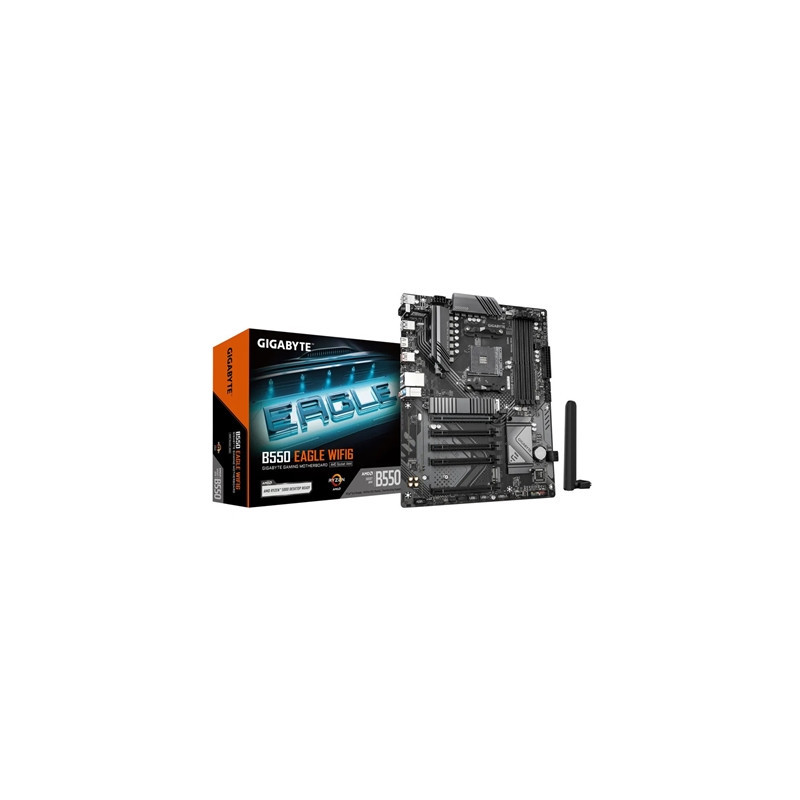 Gigabyte B550 EAGLE WIFI6 AMD AM4 Socket Motherboard  ATX  4x DDR4 Slots  2x M.2 Sockets  2x USB-C Port  GbE LAN  Wi-Fi 6  1x HD