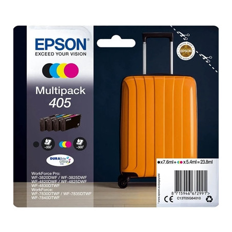 Epson 405 Multipack (Original) - Black  Cyan  Magenta  Yellow DURABrite Ultra Ink Cartridges for Workforce WF-7310  7830  7835  