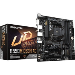 Gigabyte B550M DS3H AC Ultra Durable AMD AM4 Socket Motherboard  Micro-ATX  4x DDR4 Slots  2x M.2 Sockets  GbE LAN  Wi-Fi 5  1x 
