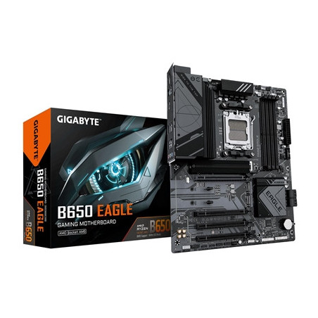Gigabyte B650 EAGLE AMD AM5 Socket Motherboard  ATX  4x DDR5 Slots  3x M.2 Sockets  2x USB-C Port  Fitted I/O Shield  GbE LAN  1