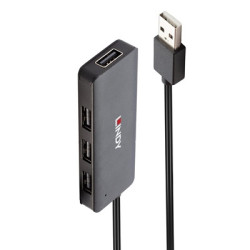 LINDY 42986 4 Port USB Hub  4 x USB 2.0 Type-A (F) Ports  Supports Data Transfer Rates of up to 480 Mbps  Plug and Play Installa