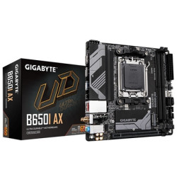 Gigabyte B650I AX Ultra Durable AMD AM5 Socket Motherboard  Mini-ITX  2x DDR5 Slots  1x M.2 Socket  2x USB-C Port  2.5GbE LAN  W