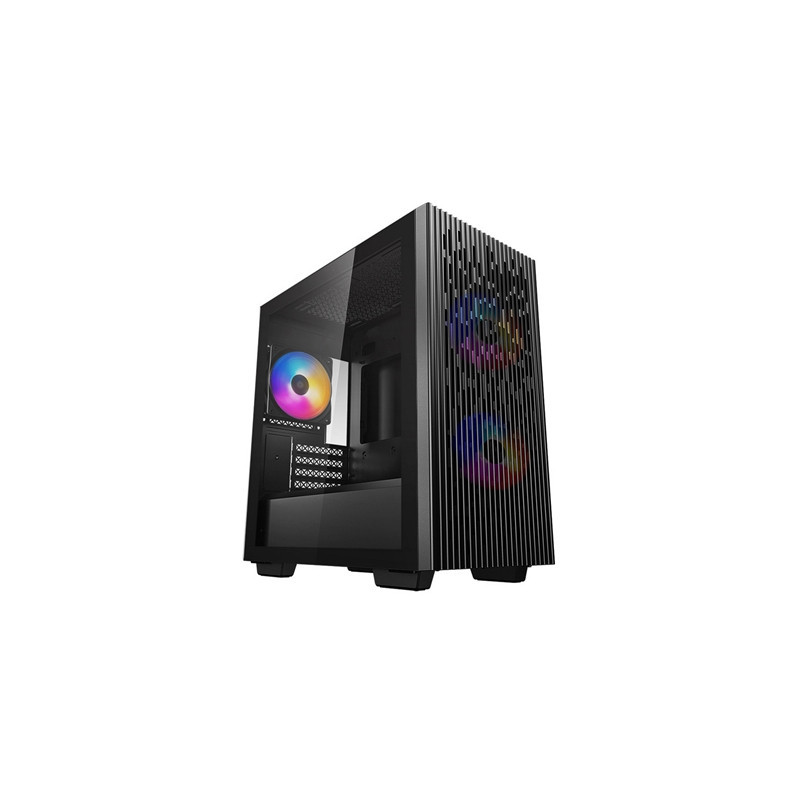 DeepCool MATREXX 40 3FS Case  Gaming  Black  Micro Tower  1 x USB 3.0 / 1 x USB 2.0  Tempered Glass Side Window Panel  Mesh Fron