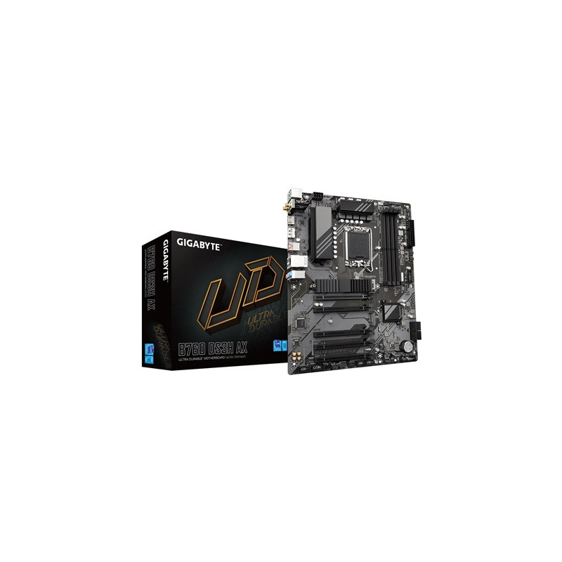 Gigabyte B760 DS3H AX Ultra Durable Intel 1700 Socket Motherboard  ATX  4x DDR5 Slots  2x M.2 Sockets  2x USB-C Port  Fitted I/O