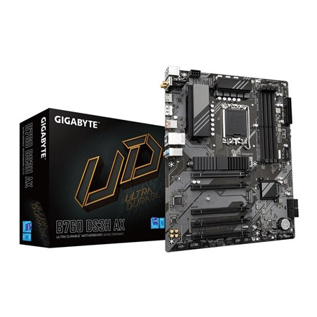 Gigabyte B760 DS3H AX Ultra Durable Intel 1700 Socket Motherboard  ATX  4x DDR5 Slots  2x M.2 Sockets  2x USB-C Port  Fitted I/O