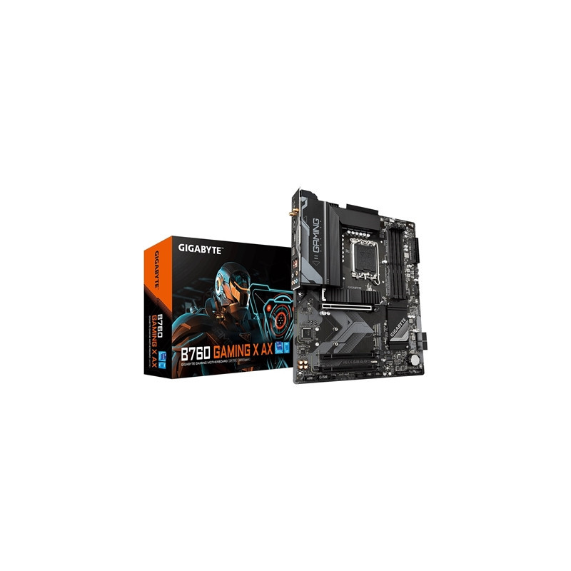Gigabyte B760 GAMING X AX Intel 1700 Socket Motherboard  ATX  4x DDR5 Slots  3x M.2 Sockets  2x USB-C Port  Fitted I/O Shield  2