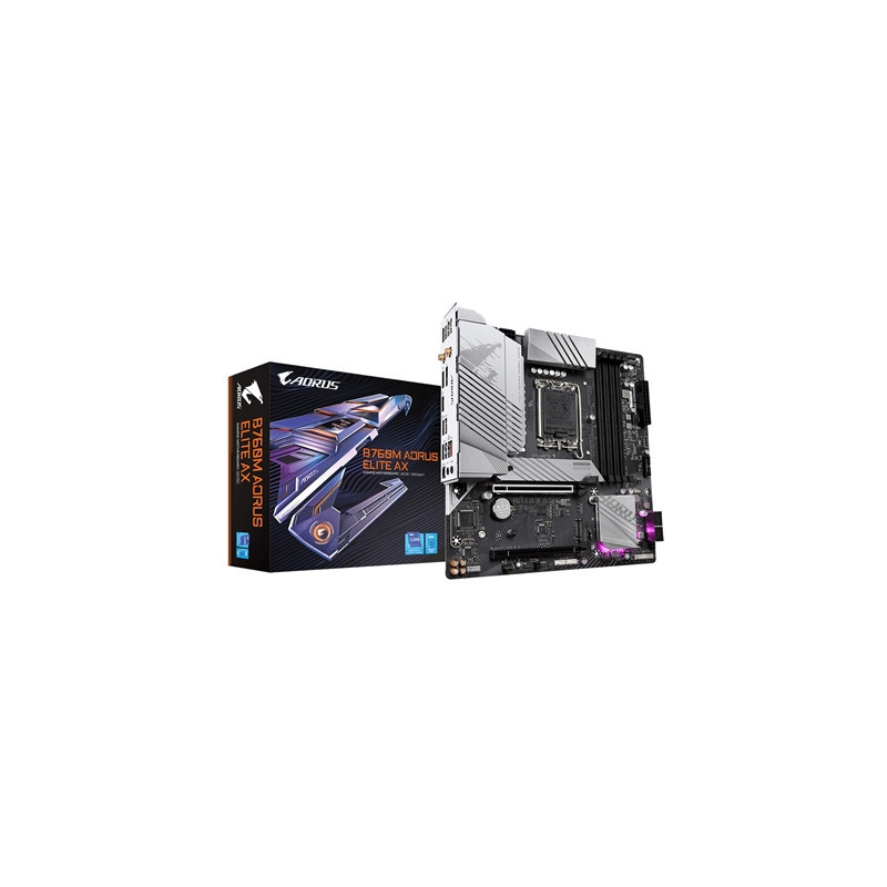 Gigabyte B760M AORUS ELITE AX Intel 1700 Socket Motherboard  Micro-ATX  4x DDR5 Slots  2x M.2 Sockets  2x USB-C Port  Fitted I/O