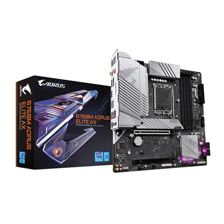 Gigabyte B760M AORUS ELITE AX Intel 1700 Socket Motherboard  Micro-ATX  4x DDR5 Slots  2x M.2 Sockets  2x USB-C Port  Fitted I/O