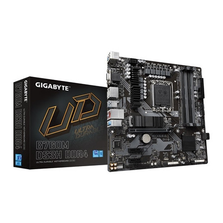 Gigabyte B760M DS3H DDR4 Ultra Durable Intel 1700 Socket Motherboard  Micro-ATX  4x DDR4 Slots  2x M.2 Sockets  1x USB-C Port  2