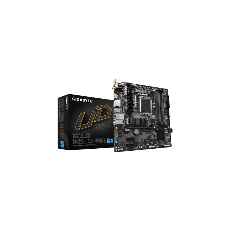 Gigabyte B760M DS3H AX DDR4 Ultra Durable Intel 1700 Socket Motherboard  Micro-ATX  4x DDR4 Slots  2x M.2 Sockets  1x USB-C Port