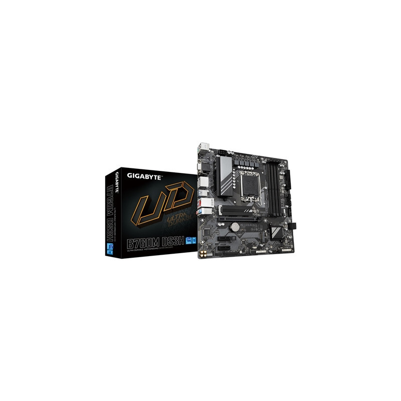 Gigabyte B760M DS3H Ultra Durable Intel 1700 Socket Motherboard  Micro-ATX  4x DDR5 Slots  2x M.2 Sockets  1x USB-C Port  2.5GbE