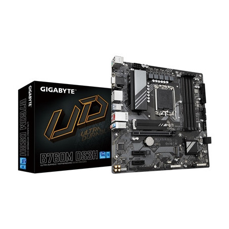 Gigabyte B760M DS3H Ultra Durable Intel 1700 Socket Motherboard  Micro-ATX  4x DDR5 Slots  2x M.2 Sockets  1x USB-C Port  2.5GbE