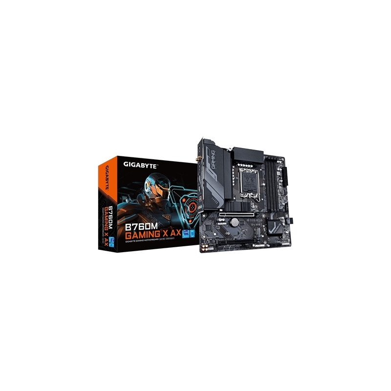 Gigabyte B760M GAMING X AX Intel 1700 Socket Motherboard  Micro-ATX  4x DDR5 Slots  2x M.2 Sockets  1x USB-C Port  Fitted I/O Sh