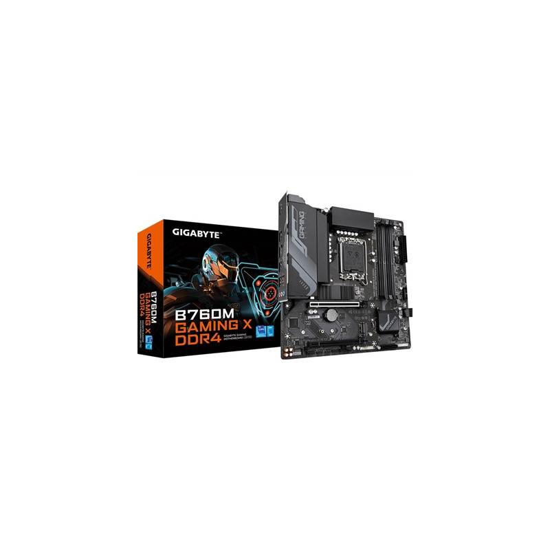 Gigabyte B760M GAMING X DDR4 Intel 1700 Socket Motherboard  Micro-ATX  4x DDR4 Slots  2x M.2 Sockets  1x USB-C Port  Fitted I/O 