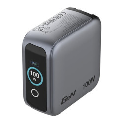 Verbatim Mini GaN Charger 100W With Display  100W 3-Port + 100W USB-C to USB-C Cable
