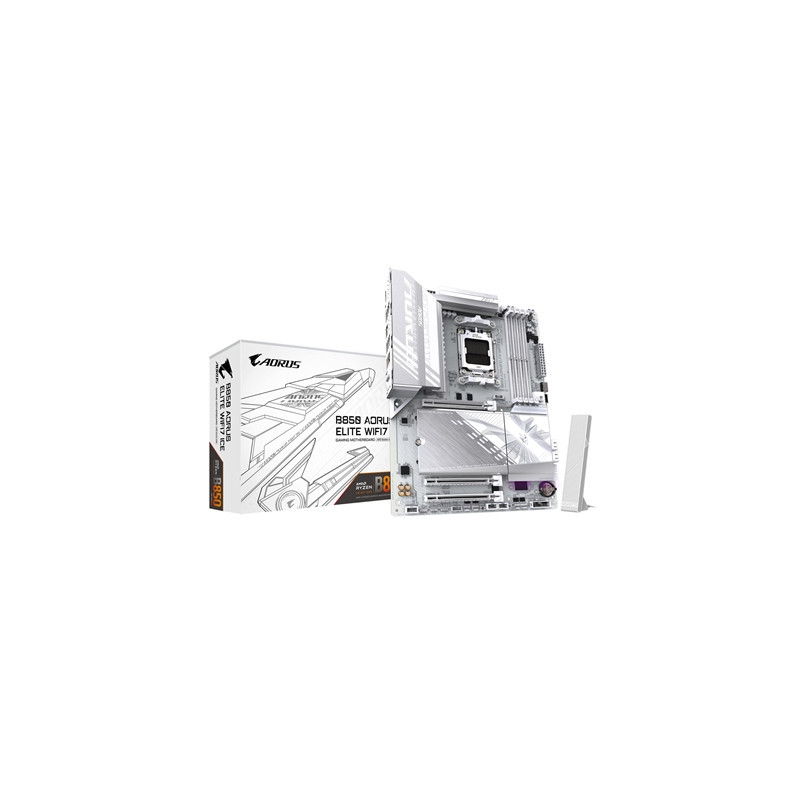 Gigabyte B850 AORUS ELITE WIFI7 ICE AMD AM5 Socket Motherboard  ATX  4x DDR5 Slots  3x M.2 Sockets  2x USB-C Port  Fitted I/O Sh