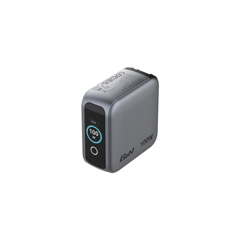 Verbatim Mini GaN Charger 100W With Display  100W 3-Port + 100W USB-C to USB-C Cable