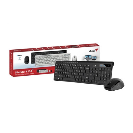 Genius SlimStar 8230 Bluetooth 5.3 and 2.4GHz Wireless Keyboard and Mouse Set  12 Multimedia Function Keys  Full Size UK Layout 