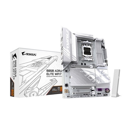 Gigabyte B850 AORUS ELITE WIFI7 ICE AMD AM5 Socket Motherboard  ATX  4x DDR5 Slots  3x M.2 Sockets  2x USB-C Port  Fitted I/O Sh