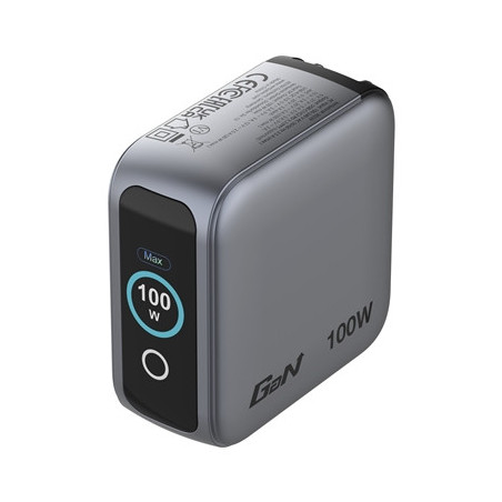 Verbatim Mini GaN Charger 100W With Display  100W 3-Port + 100W USB-C to USB-C Cable