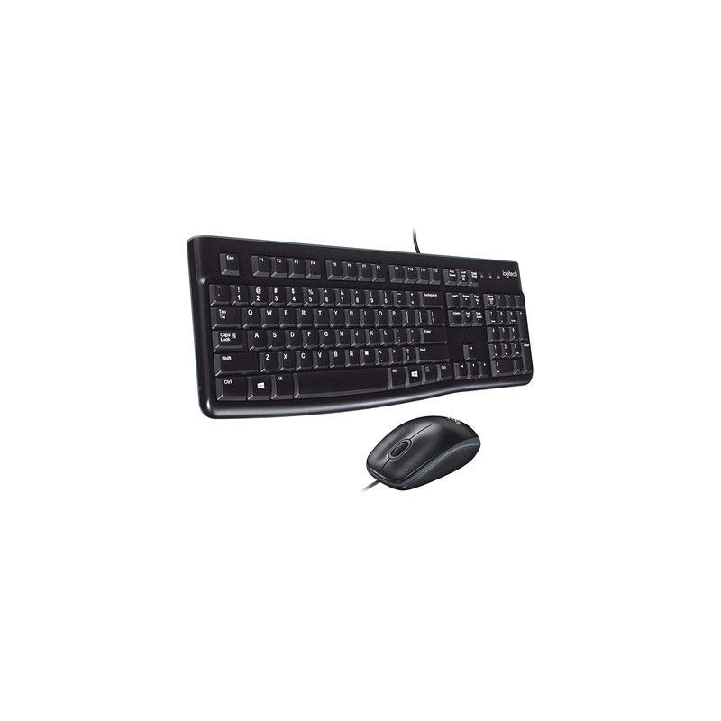 Logitech MK120 Wired Keyboard and Mouse Combo for Windows  Optical Wired Mouse  Full-Size Keyboard  USB Plug-and-Play  Compatibl