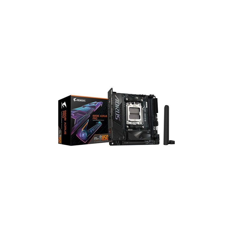 Gigabyte B850I AORUS PRO AMD AM5 Socket Motherboard  Mini-ITX  2x DDR5 Slots  2x M.2 Sockets  2x USB-C Port  Fitted I/O Shield  
