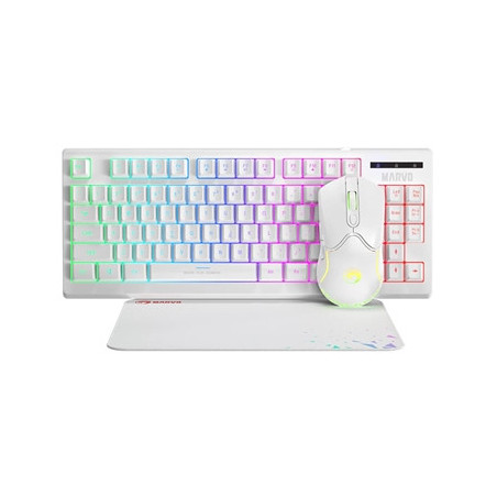 Marvo Scorpion CM310 Loot 30 3 in 1 RGB Wired Gaming UK Layout TKL Keyboard  Mouse and Mat Bundle (White)