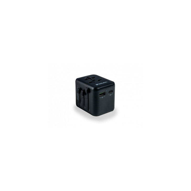 Verbatim UTA-02 Universal Travel Adapter with 1 x USB-C PD 20W / 1 x USB-A QC 3.0