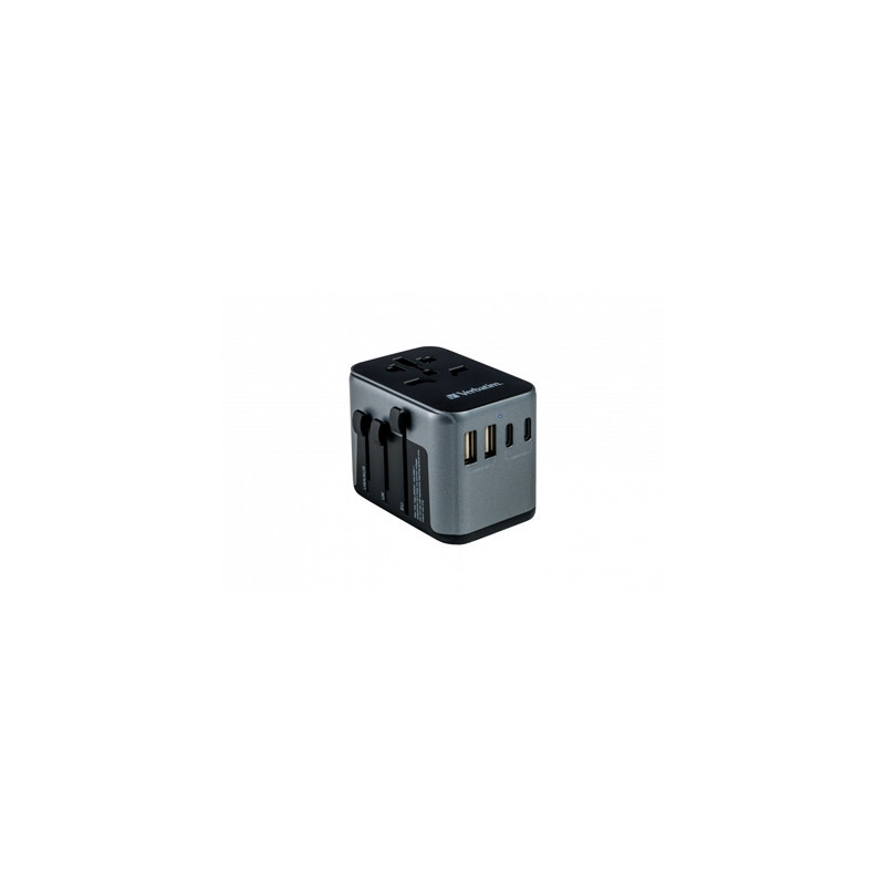Verbatim UTA-03 Universal Travel Adapter with 1 x USB-C PD 30W & QC 3.0 / 2 x USB-C / 2 x USB-A