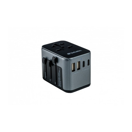 Verbatim UTA-03 Universal Travel Adapter with 1 x USB-C PD 30W & QC 3.0 / 2 x USB-C / 2 x USB-A