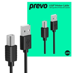 Prevo USBA-USBB-2M USB Printer Cable  USB 2.0 Type-A (M) to USB 2.0 Type-B (M)  2m  Black  480Mbps Transmission Rate  Suitable f