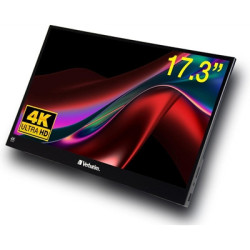Verbatim Portable 17.3 Inch Touchscreen Monitor 4K UHD ALU  HDMI  2x USB-C  3840 x 2160 Resolution  60Hz  Built-in Kickstand  Ti