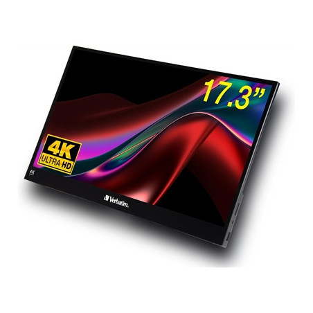 Verbatim Portable 17.3 Inch Touchscreen Monitor 4K UHD ALU  HDMI  2x USB-C  3840 x 2160 Resolution  60Hz  Built-in Kickstand  Ti