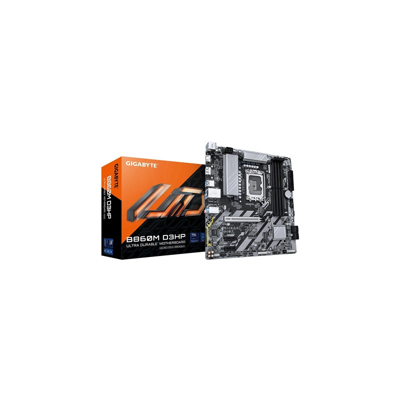Gigabyte B860M D3HP Intel 1851 Socket Motherboard  Micro-ATX  4x DDR5 Slots  2x M.2 Sockets  1x USB-C Port  GbE LAN  1x DisplayP