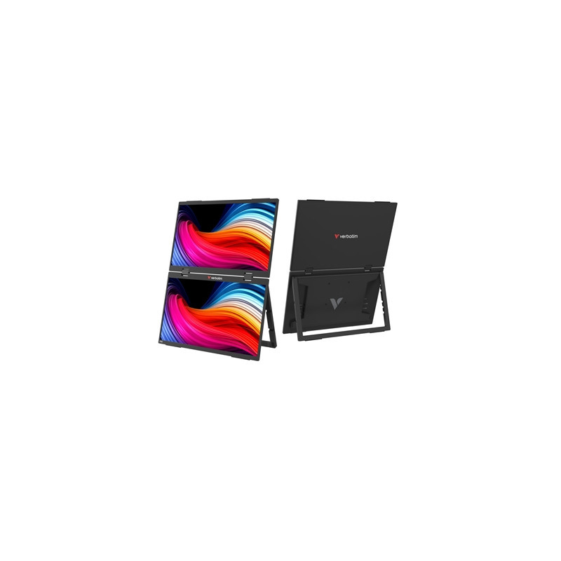 Verbatim Portable 15.6 Dual Monitor Essentials  1920 x 1080 Resolution  60Hz  Vesa 75 x 75mm  Built in Speakers 2 x 1W