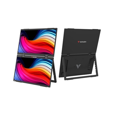 Verbatim Portable 15.6 Dual Monitor Essentials  1920 x 1080 Resolution  60Hz  Vesa 75 x 75mm  Built in Speakers 2 x 1W